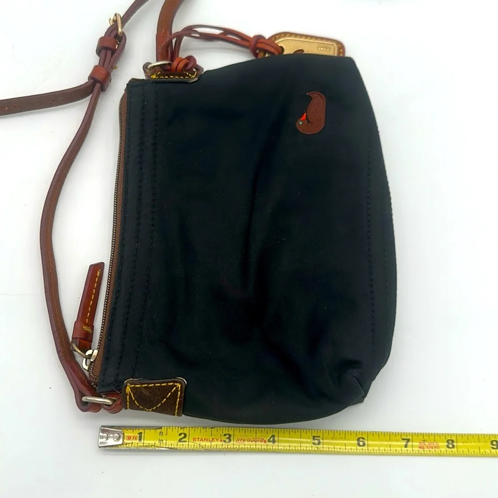 Dooney & Bourke Blue Nylon Crossbody Pouchette. Leather Strap & DB Tag